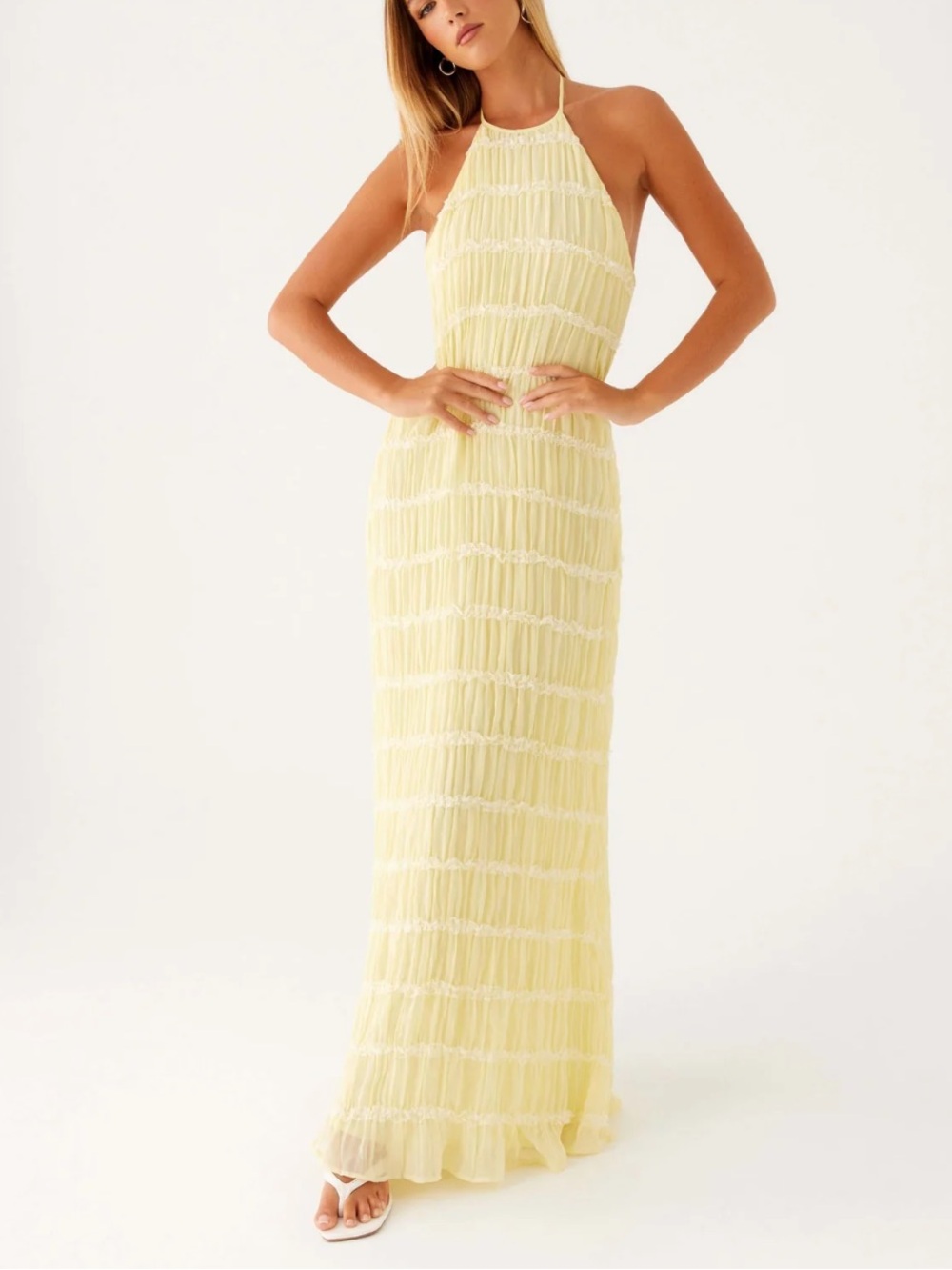 Peppermayo Aullie Yellow Halter Maxi Dress